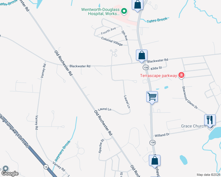 map of restaurants, bars, coffee shops, grocery stores, and more near 26 Laurel Lane in Somersworth