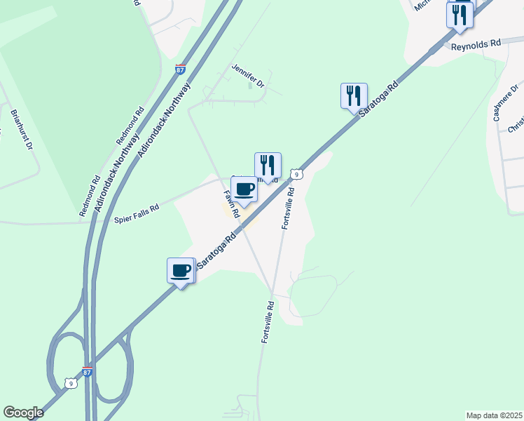 map of restaurants, bars, coffee shops, grocery stores, and more near 1324-13 Saratoga Road in Gansevoort