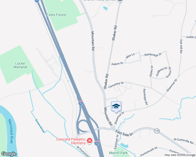 map of restaurants, bars, coffee shops, grocery stores, and more near 58 Mountain Road in Concord