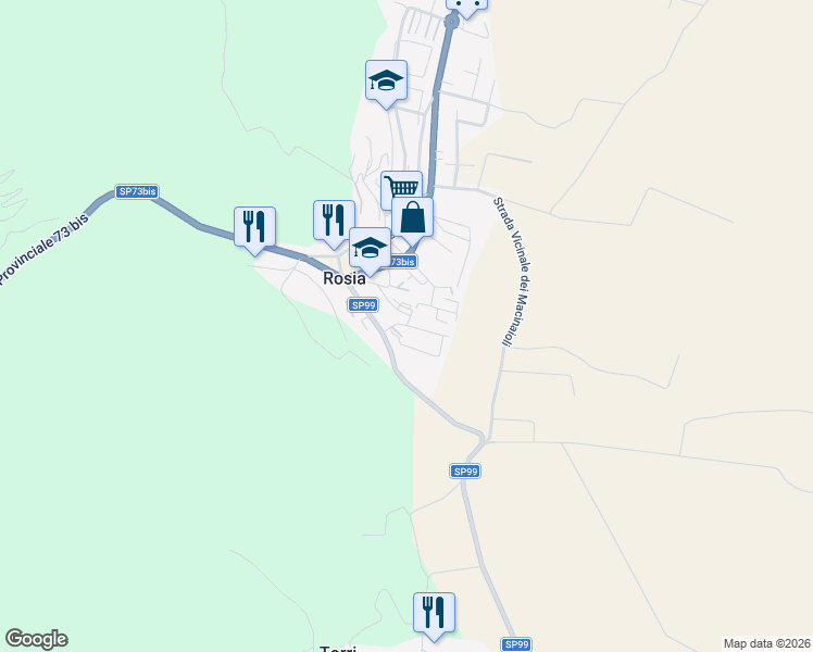 map of restaurants, bars, coffee shops, grocery stores, and more near 37 Via del Pontaccio in Rosia