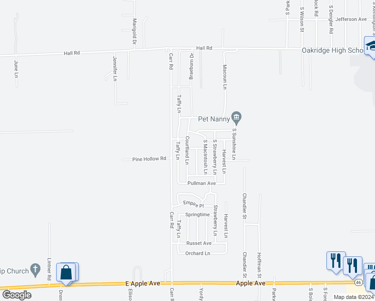 map of restaurants, bars, coffee shops, grocery stores, and more near 566 Courtland Lane in Muskegon