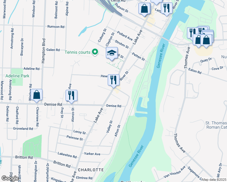 map of restaurants, bars, coffee shops, grocery stores, and more near 4005 Lake Avenue in Rochester