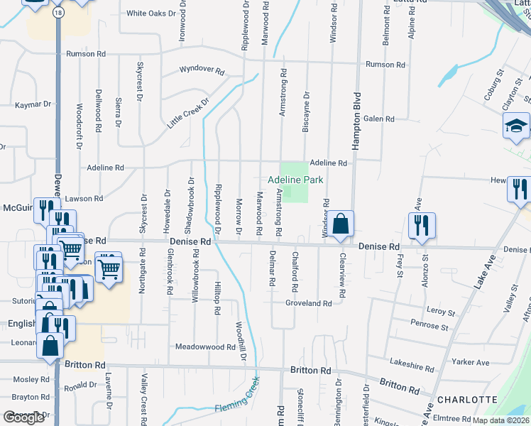 map of restaurants, bars, coffee shops, grocery stores, and more near 73 Armstrong Road in Rochester