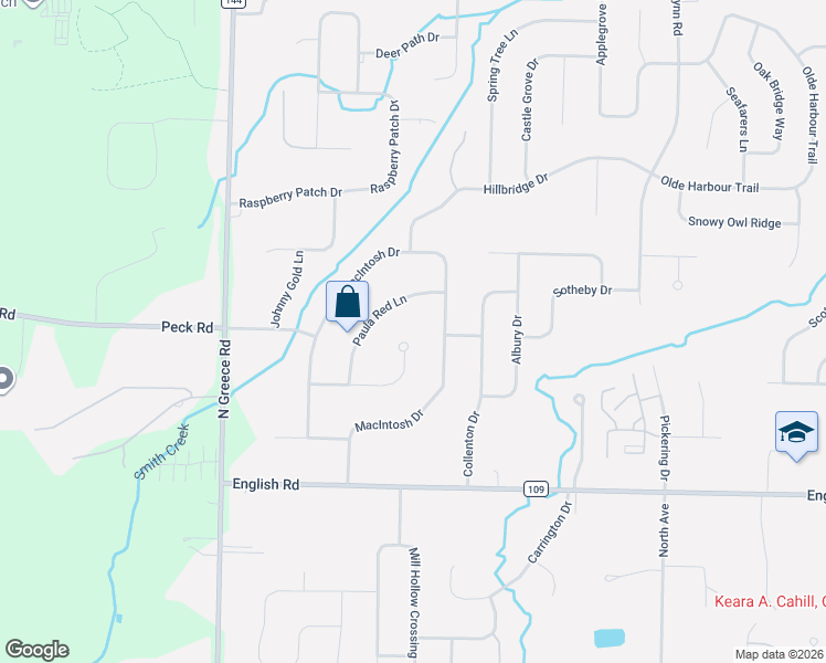 map of restaurants, bars, coffee shops, grocery stores, and more near 479 Macintosh Drive in Rochester