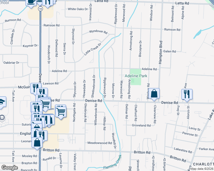 map of restaurants, bars, coffee shops, grocery stores, and more near 70 Ripplewood Drive in Rochester