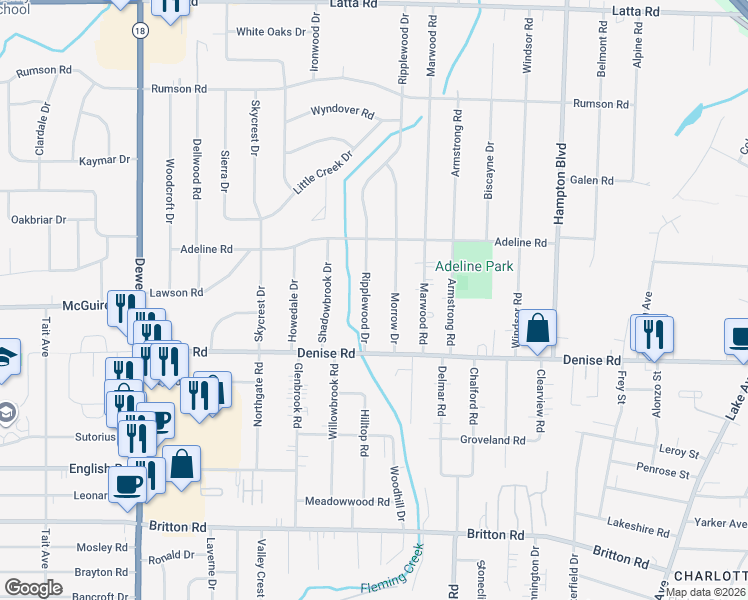 map of restaurants, bars, coffee shops, grocery stores, and more near 70 Ripplewood Drive in Rochester