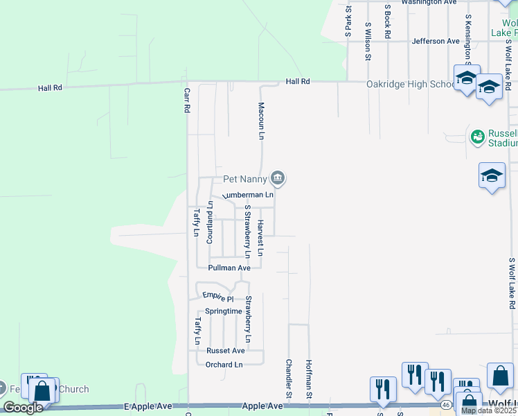 map of restaurants, bars, coffee shops, grocery stores, and more near 4992 Blossom Boulevard in Muskegon