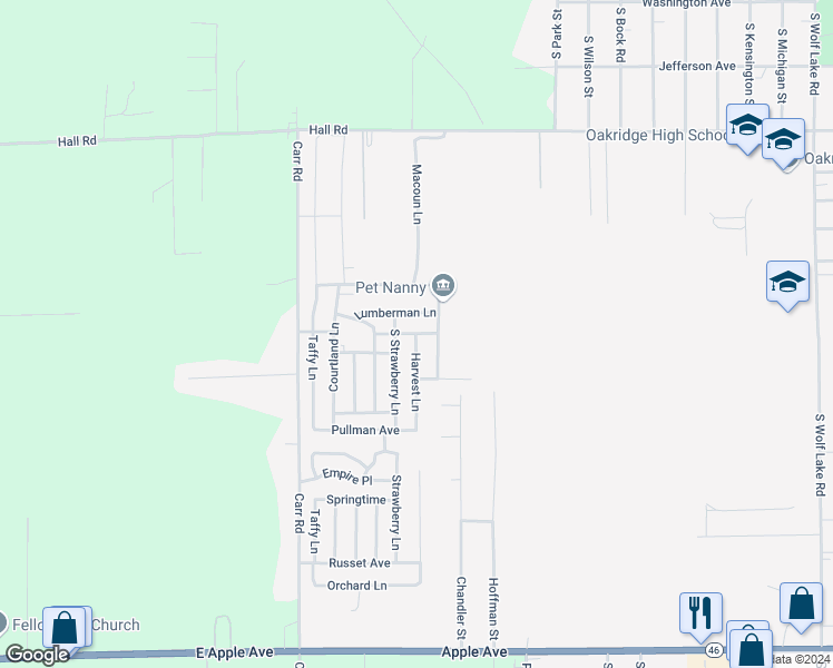 map of restaurants, bars, coffee shops, grocery stores, and more near 5000 Blossom Boulevard in Muskegon