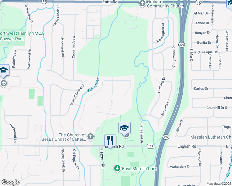map of restaurants, bars, coffee shops, grocery stores, and more near 1700 Kirk Road South in Rochester