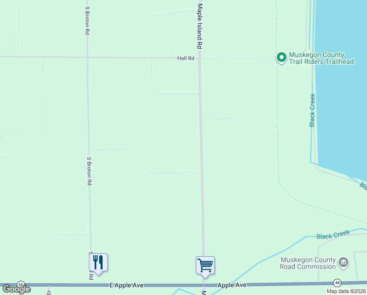 map of restaurants, bars, coffee shops, grocery stores, and more near 543 Maple Island Road in Muskegon
