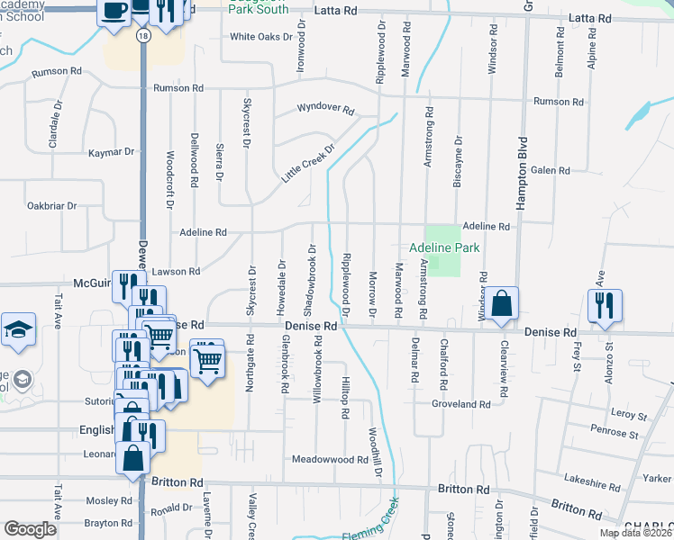 map of restaurants, bars, coffee shops, grocery stores, and more near 70 Ripplewood Drive in Rochester