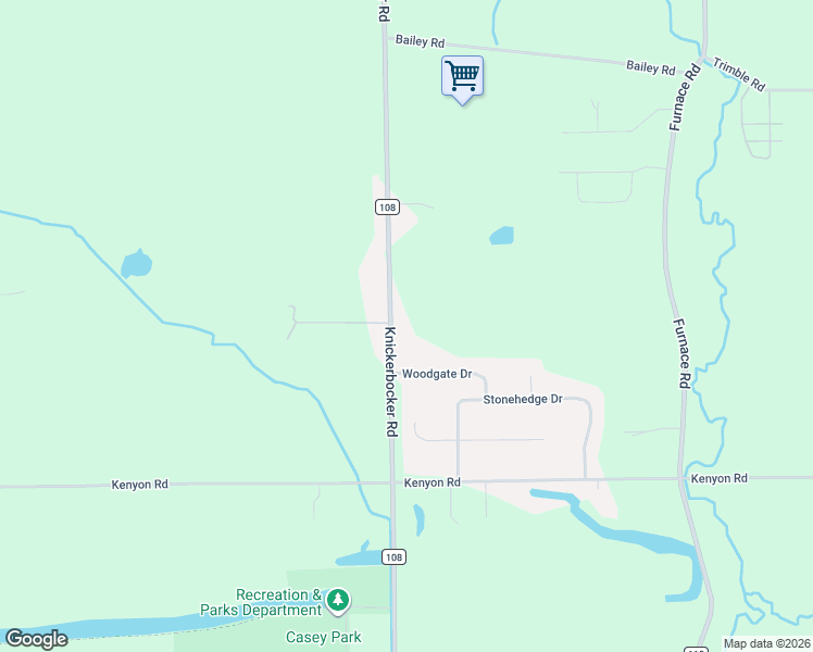 map of restaurants, bars, coffee shops, grocery stores, and more near 6768 Knickerbocker Road in Ontario