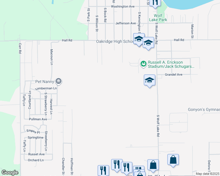 map of restaurants, bars, coffee shops, grocery stores, and more near in Muskegon