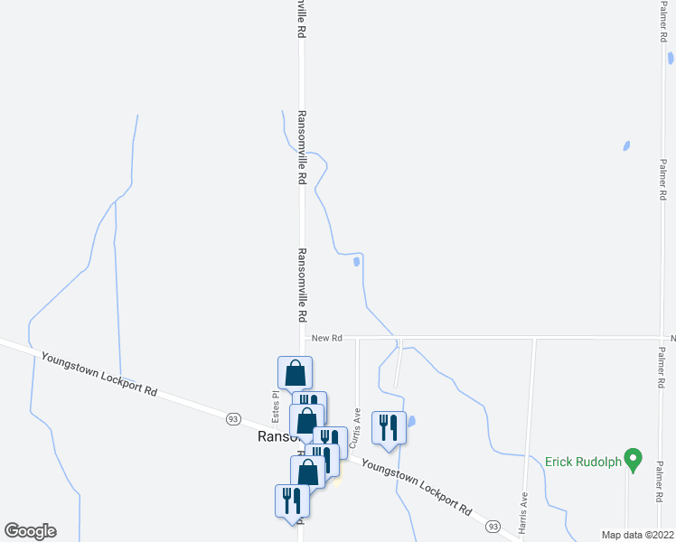map of restaurants, bars, coffee shops, grocery stores, and more near 3509 Ransomville Road in Ransomville