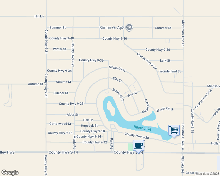 map of restaurants, bars, coffee shops, grocery stores, and more near County Highway 9-36 in Christmas Valley