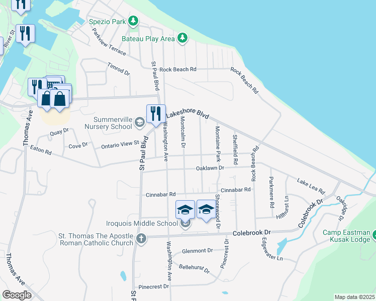 map of restaurants, bars, coffee shops, grocery stores, and more near 558 Eaton Road in Rochester