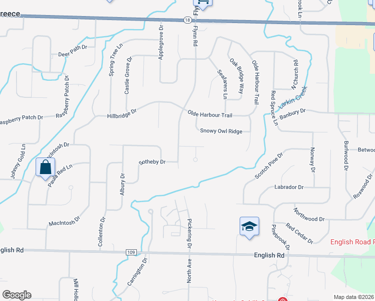 map of restaurants, bars, coffee shops, grocery stores, and more near 15 Dexter Drive in Rochester