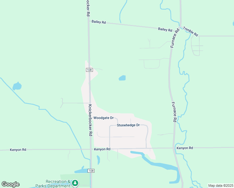 map of restaurants, bars, coffee shops, grocery stores, and more near 6844 Knickerbocker Road in Ontario