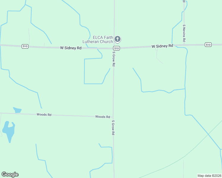 map of restaurants, bars, coffee shops, grocery stores, and more near 3441 South Grow Road in Sidney