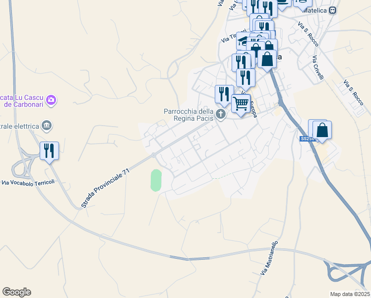 map of restaurants, bars, coffee shops, grocery stores, and more near 30 Via Antonio Gramsci in Matelica