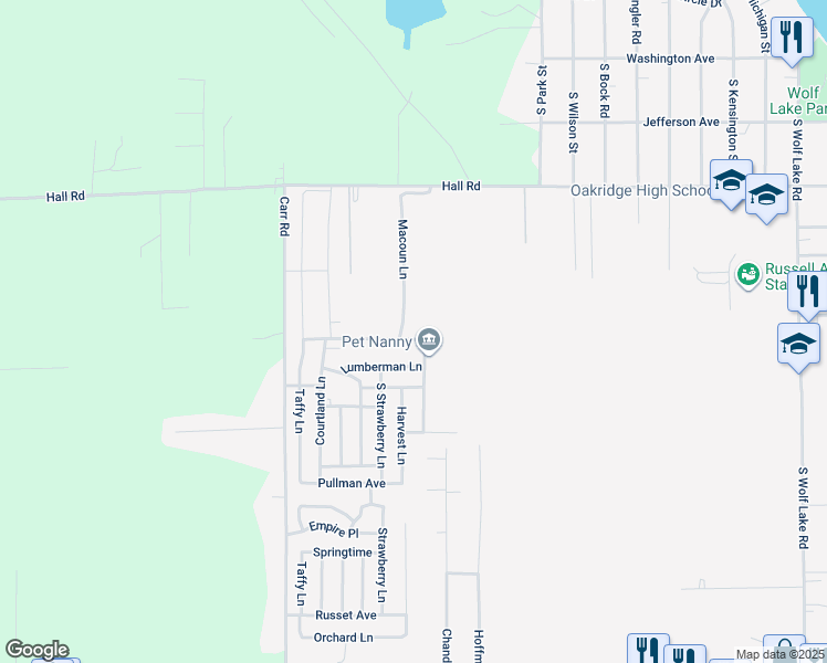 map of restaurants, bars, coffee shops, grocery stores, and more near 5010 Winesap Drive in Muskegon