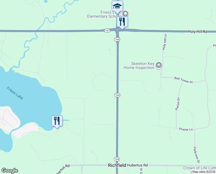 map of restaurants, bars, coffee shops, grocery stores, and more near 4639 Loch View Road in Hubertus