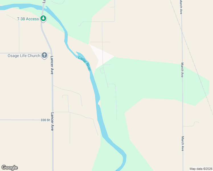 map of restaurants, bars, coffee shops, grocery stores, and more near 3324-3330 Lancer Avenue in Osage