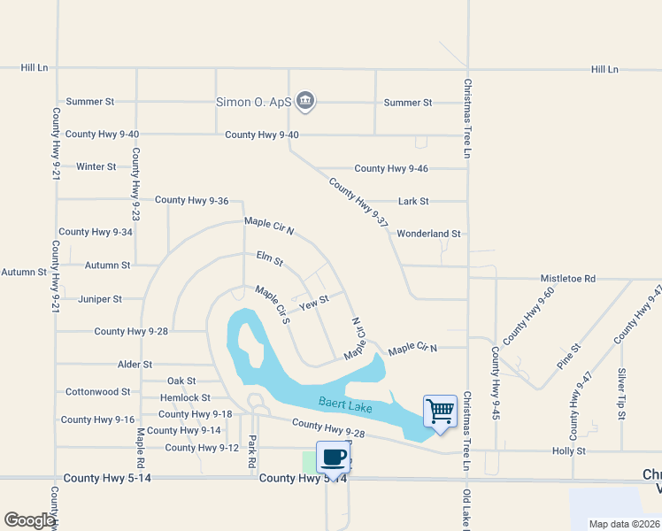 map of restaurants, bars, coffee shops, grocery stores, and more near Maple Circle North in Christmas Valley