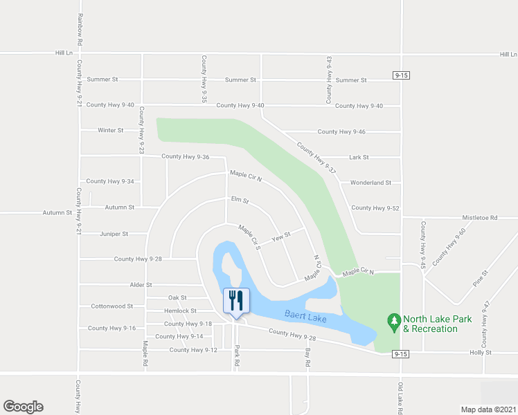 map of restaurants, bars, coffee shops, grocery stores, and more near Elm Street in Christmas Valley