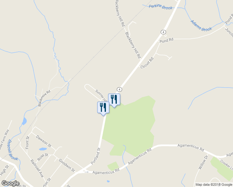 map of restaurants, bars, coffee shops, grocery stores, and more near 313 Portland Street in Berwick