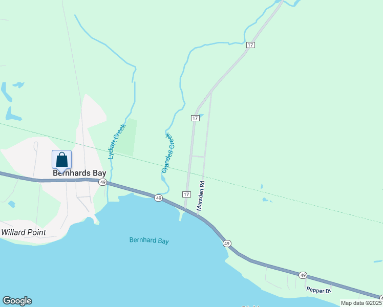 map of restaurants, bars, coffee shops, grocery stores, and more near 48 County Route 17 in Bernhards Bay