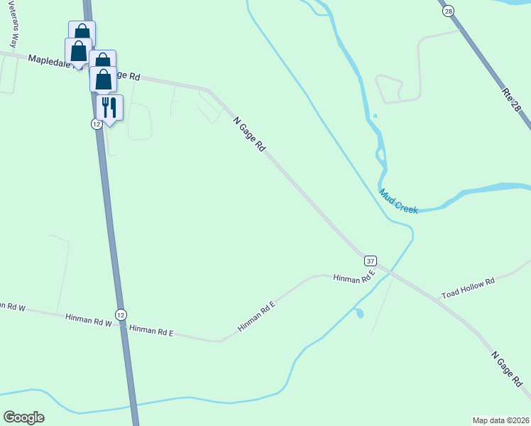 map of restaurants, bars, coffee shops, grocery stores, and more near 10634-10698 North Gage Road in Barneveld