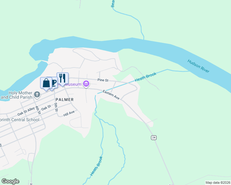 map of restaurants, bars, coffee shops, grocery stores, and more near 6 Marion Avenue in Corinth