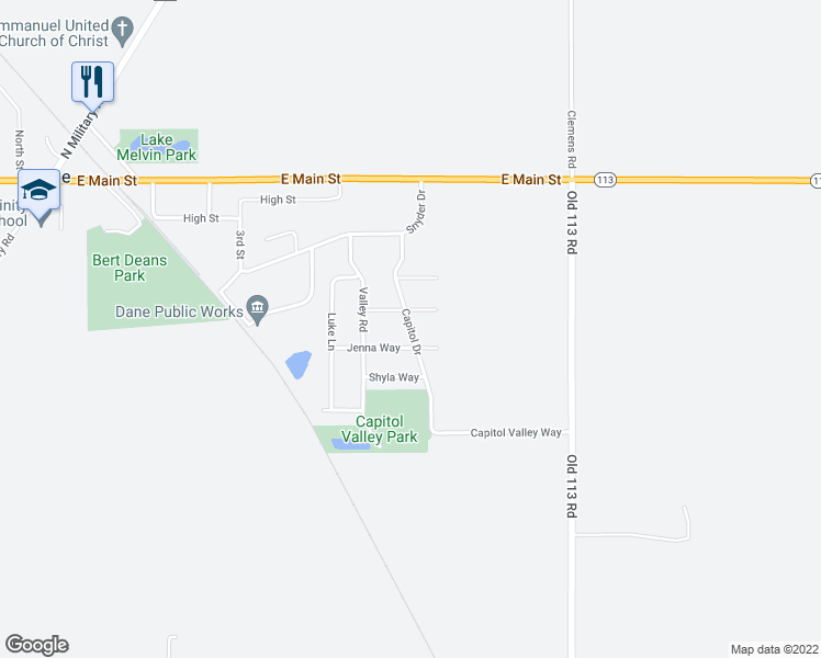 map of restaurants, bars, coffee shops, grocery stores, and more near 411 Capitol Drive in Dane