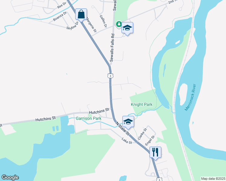 map of restaurants, bars, coffee shops, grocery stores, and more near 530 North State Street in Concord