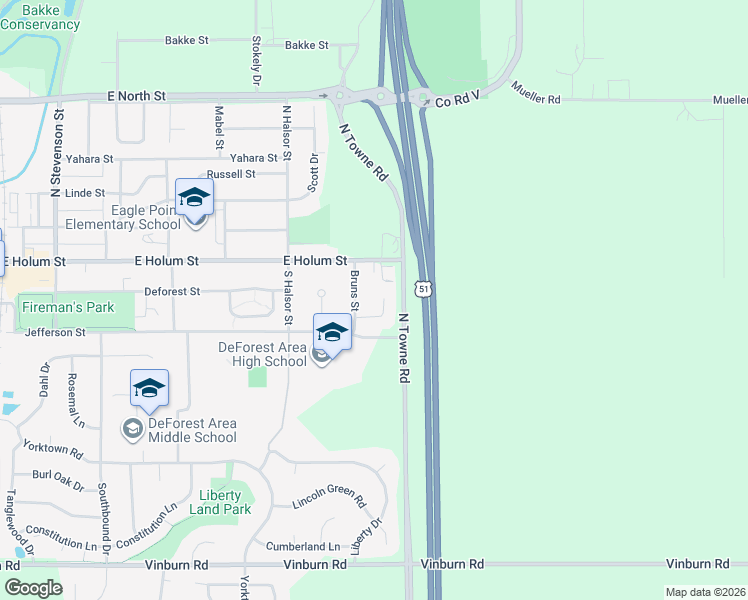map of restaurants, bars, coffee shops, grocery stores, and more near 110 Renata Court in DeForest