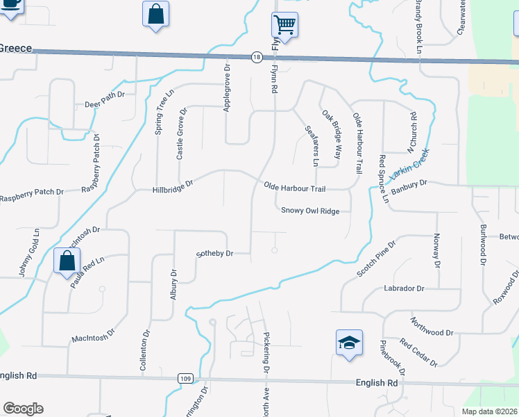 map of restaurants, bars, coffee shops, grocery stores, and more near 1378 Flynn Road in Rochester