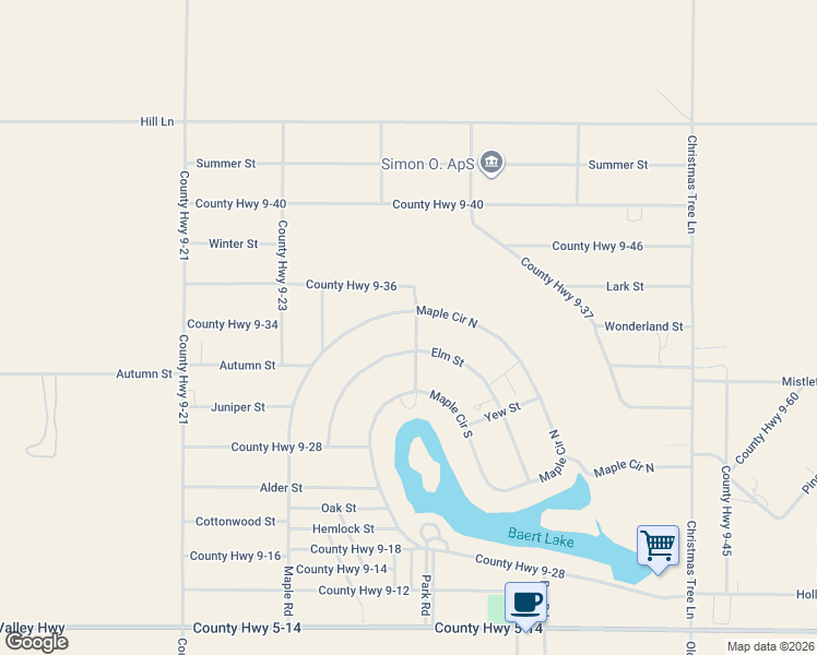 map of restaurants, bars, coffee shops, grocery stores, and more near Fall St in Lake