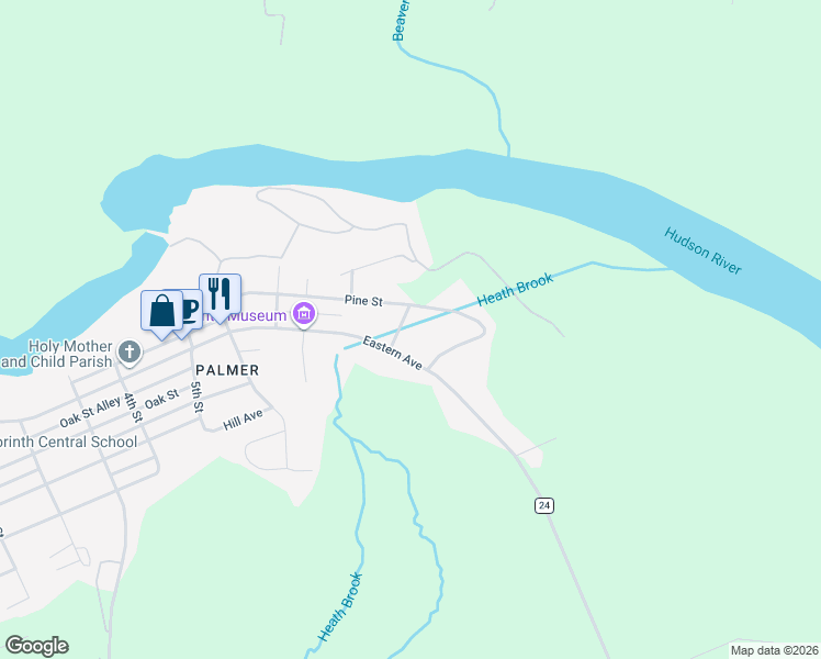 map of restaurants, bars, coffee shops, grocery stores, and more near 6 Marion Avenue in Corinth