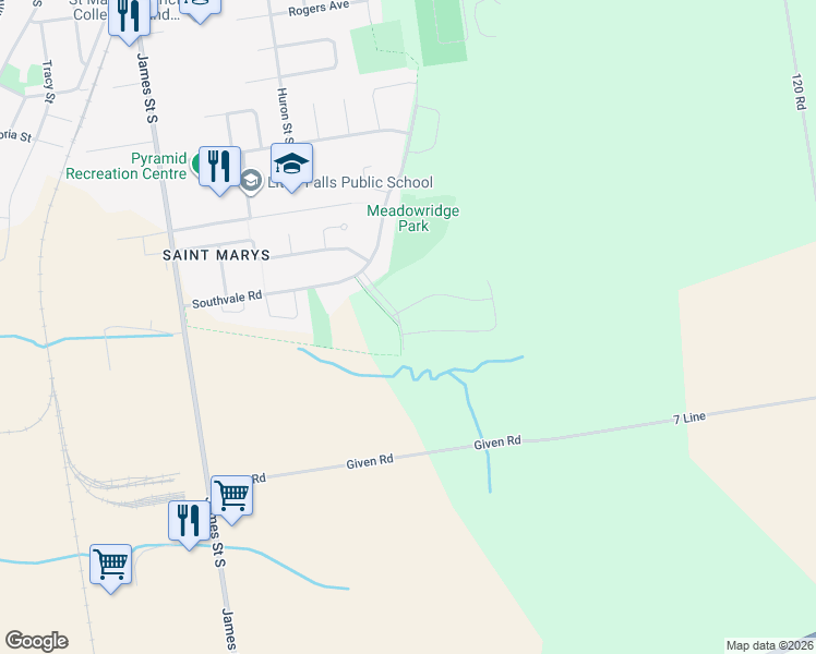 map of restaurants, bars, coffee shops, grocery stores, and more near 50 Stoneridge Boulevard in Saint Marys