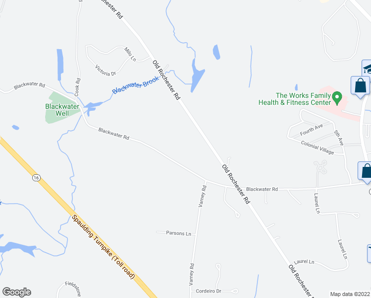 map of restaurants, bars, coffee shops, grocery stores, and more near 213 Blackwater Road in Somersworth