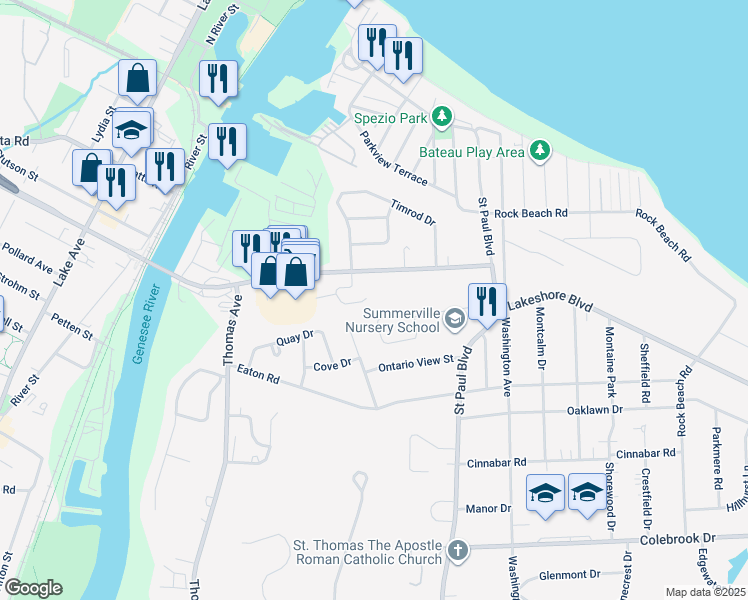 map of restaurants, bars, coffee shops, grocery stores, and more near 263 Pattonwood Drive in Irondequoit