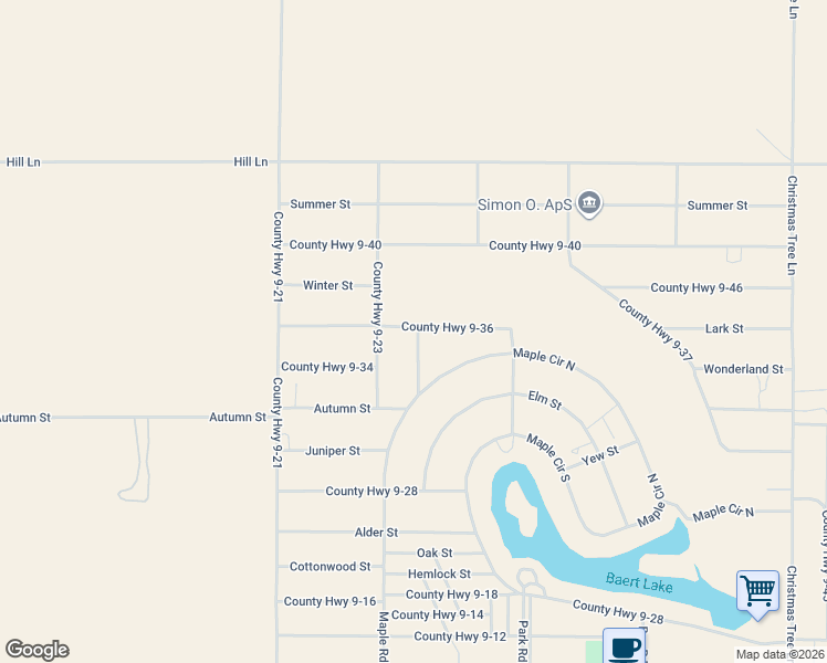 map of restaurants, bars, coffee shops, grocery stores, and more near Fall St in Lake