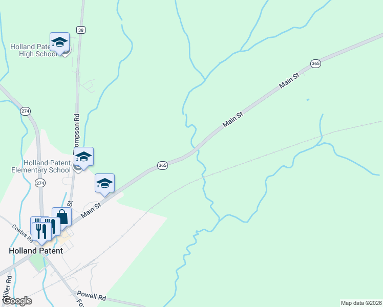 map of restaurants, bars, coffee shops, grocery stores, and more near New York 365 in Oneida County