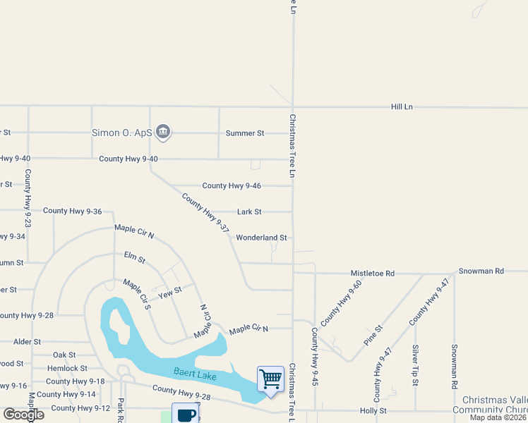 map of restaurants, bars, coffee shops, grocery stores, and more near Lark Street in Christmas Valley