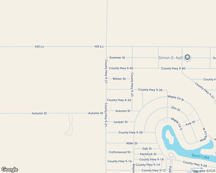 map of restaurants, bars, coffee shops, grocery stores, and more near 57843 County Highway 9-36 in Silver Lake