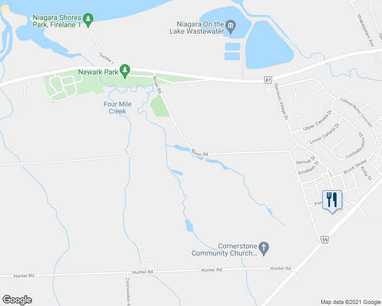 map of restaurants, bars, coffee shops, grocery stores, and more near 250 Niven Road in Niagara-on-the-Lake