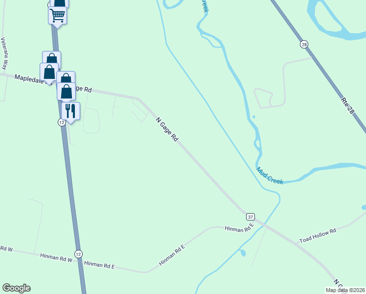 map of restaurants, bars, coffee shops, grocery stores, and more near 10634 North Gage Road in Barneveld