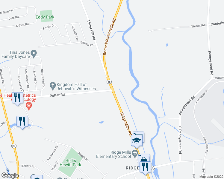 map of restaurants, bars, coffee shops, grocery stores, and more near 7871 Rome-Westernville Road in Rome