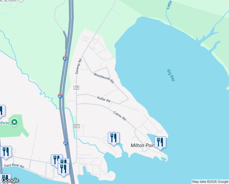 map of restaurants, bars, coffee shops, grocery stores, and more near 43 Woodworth Road in Central Square